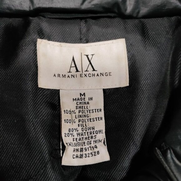 Armani Exchange Black Quilted Zip Closure High Collar Long Puffer Coat Women's M - Picture 7 of 11